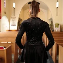 L'école Des Femmes NEW Black Velvet Figure Skating Dress