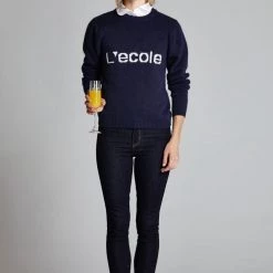L'école Des Femmes Knitwear & Sweatshirts L'école Sweater (Red & Navy)
