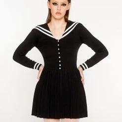L'école Des Femmes Sailor Pleated Knit Dress