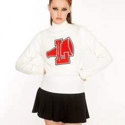 L'école Des Femmes Cheerleader Sweater (Red Logo) NEW
