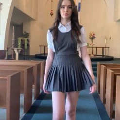 L'école Des Femmes NEW Grey Pleated Pinafore