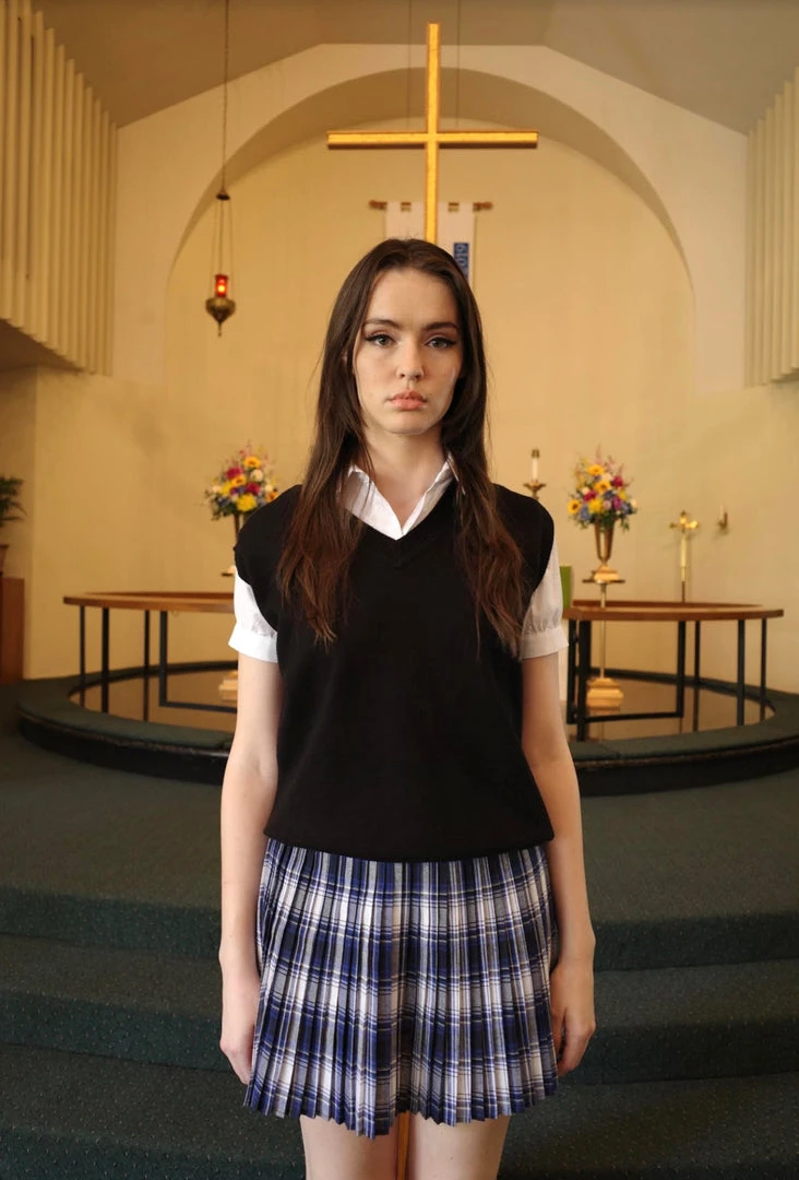 L'école Des Femmes Blue Check Pleated Skirt NEW 5 L'école Des Femmes Blue Check Pleated Skirt NEW