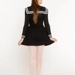 L'école Des Femmes Sailor Pleated Knit Dress