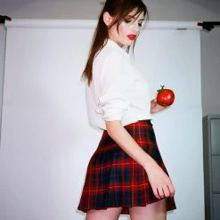 L'école Des Femmes NEW Plaid Pleated Schoolgirl Skirt (Red)