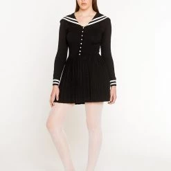 L'école Des Femmes Sailor Pleated Knit Dress