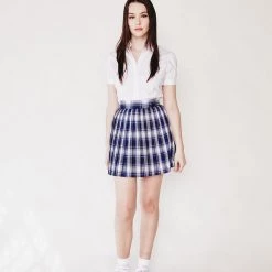 L'école Des Femmes Blue Check Pleated Skirt NEW 13 L'école Des Femmes Blue Check Pleated Skirt NEW