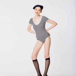 L'école Des Femmes NEW Stripe Knit Bodysuit
