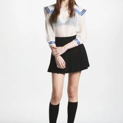 L'école Des Femmes NEW Black Crèpe Pleated Skirt 13 L'école Des Femmes NEW Black Crèpe Pleated Skirt