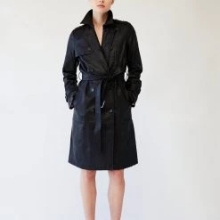 L'école Des Femmes Vegan Leather Trench Coat Coats & Jackets